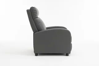 Fotoliu recliner din piele ecologică, spatar rabatabil si suport picioare extensibil, Gri - imagine 4
