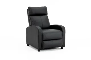 Fotoliu recliner din piele ecologică, spatar rabatabil si suport picioare extensibil, Negru - imagine 11