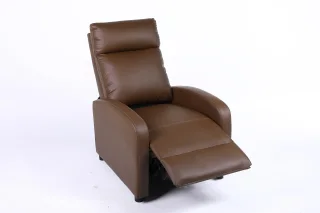 Fotoliu recliner din piele ecologică, spatar rabatabil si suport picioare extensibil, Kaki - imagine 19