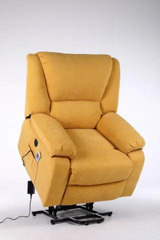 Fotoliu cu Masaj și Încălzire, Recliner Electric, Galben - imagine 5