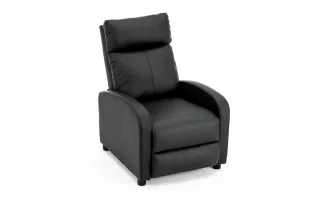 Fotoliu recliner din piele ecologică, spatar rabatabil si suport picioare extensibil, Negru - imagine 12