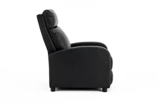 Fotoliu recliner din piele ecologică, spatar rabatabil si suport picioare extensibil, Negru - imagine 19