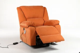 Fotoliu cu Masaj și Încălzire, Recliner Electric, Portocaliu - imagine 5