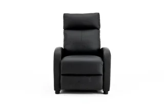 Fotoliu recliner din piele ecologică, spatar rabatabil si suport picioare extensibil, Negru - imagine 10