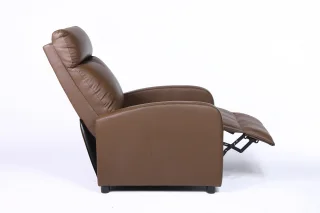 Fotoliu recliner din piele ecologică, spatar rabatabil si suport picioare extensibil, Kaki - imagine 15