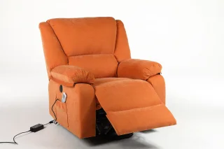 Fotoliu cu Masaj și Încălzire, Recliner Electric, Portocaliu - imagine 4