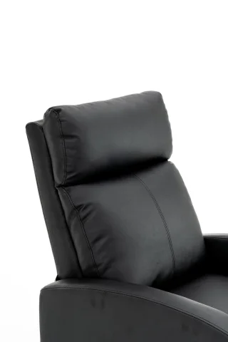 Fotoliu recliner din piele ecologică, spatar rabatabil si suport picioare extensibil, Negru - imagine 5